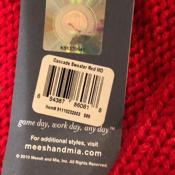 MEESHA & MIA RED Medium waterfall high-low red chunky knit sweater - Picture 9 of 16